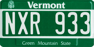 VT license plate NXR933