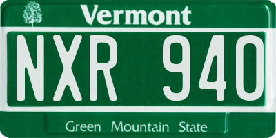 VT license plate NXR940