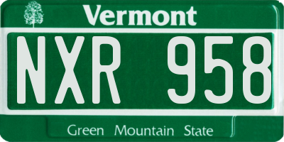 VT license plate NXR958