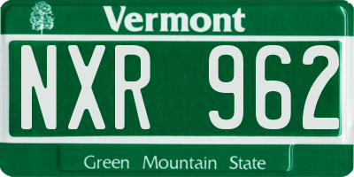 VT license plate NXR962