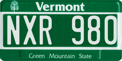 VT license plate NXR980