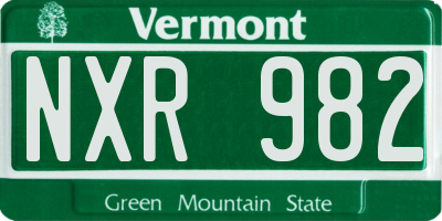 VT license plate NXR982