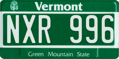 VT license plate NXR996