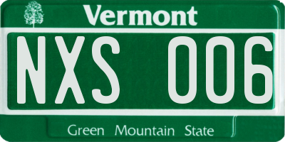 VT license plate NXS006