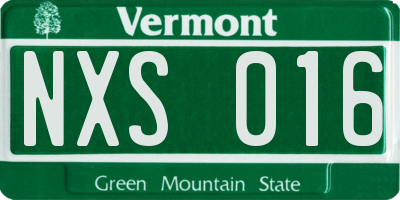 VT license plate NXS016