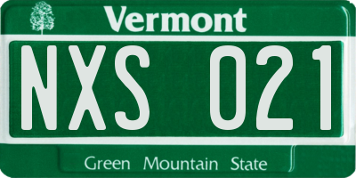VT license plate NXS021