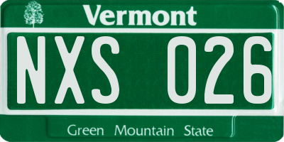 VT license plate NXS026