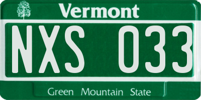 VT license plate NXS033