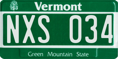 VT license plate NXS034