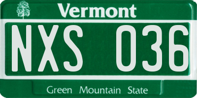 VT license plate NXS036