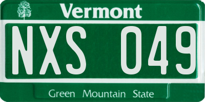 VT license plate NXS049