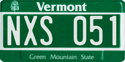 VT license plate NXS051