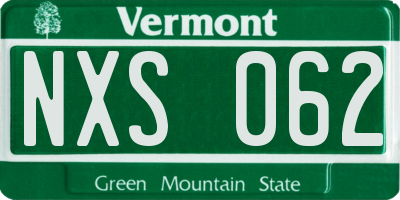 VT license plate NXS062