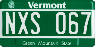 VT license plate NXS067