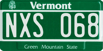 VT license plate NXS068