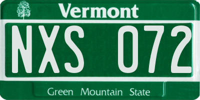 VT license plate NXS072