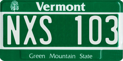 VT license plate NXS103