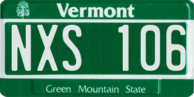 VT license plate NXS106
