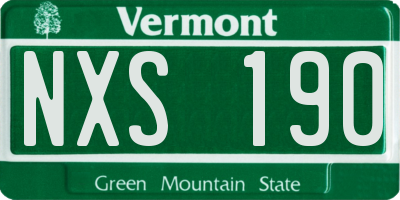 VT license plate NXS190