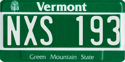 VT license plate NXS193