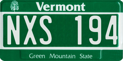 VT license plate NXS194