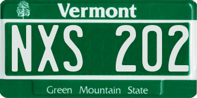 VT license plate NXS202