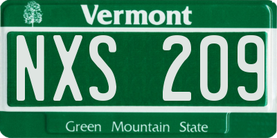 VT license plate NXS209