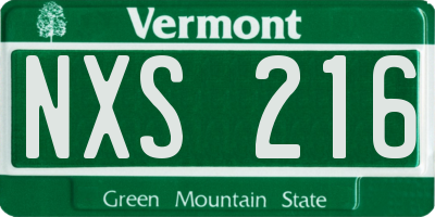 VT license plate NXS216