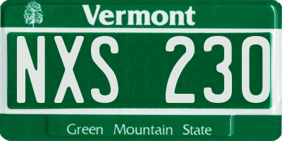 VT license plate NXS230