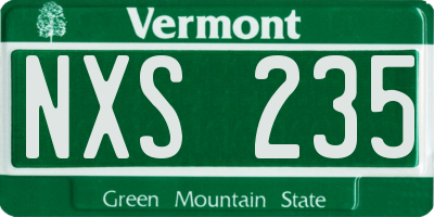 VT license plate NXS235