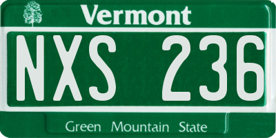 VT license plate NXS236