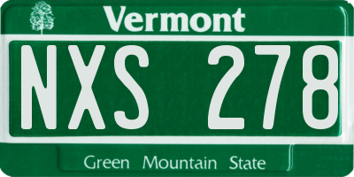 VT license plate NXS278
