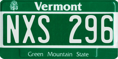 VT license plate NXS296