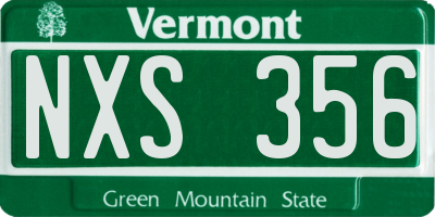 VT license plate NXS356