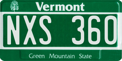 VT license plate NXS360