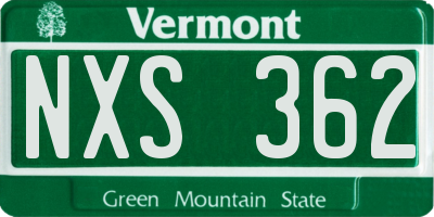 VT license plate NXS362