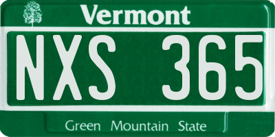VT license plate NXS365