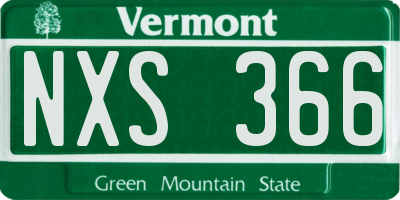 VT license plate NXS366
