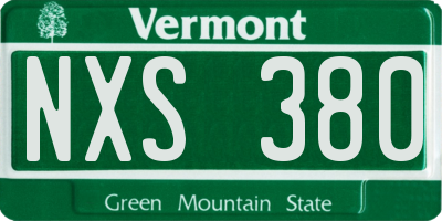 VT license plate NXS380