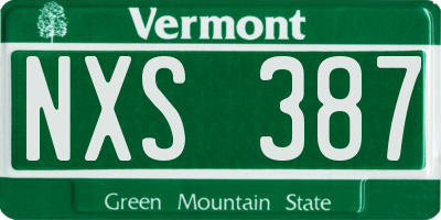 VT license plate NXS387