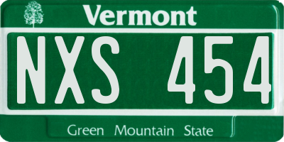 VT license plate NXS454