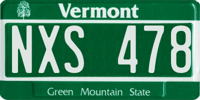 VT license plate NXS478