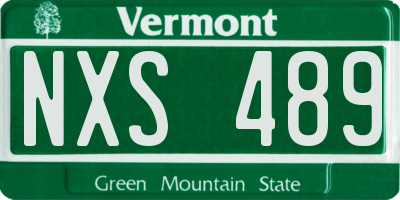 VT license plate NXS489
