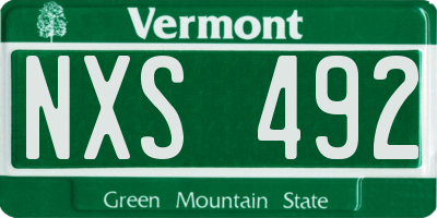 VT license plate NXS492