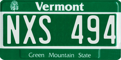 VT license plate NXS494