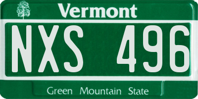 VT license plate NXS496