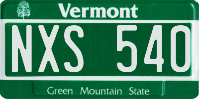 VT license plate NXS540
