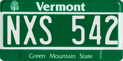 VT license plate NXS542