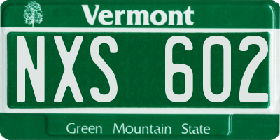 VT license plate NXS602