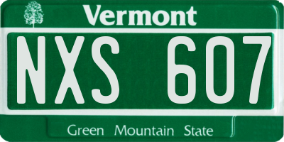 VT license plate NXS607